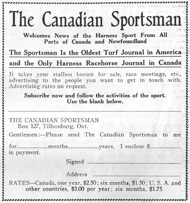 Canadian Sportsman subscription form