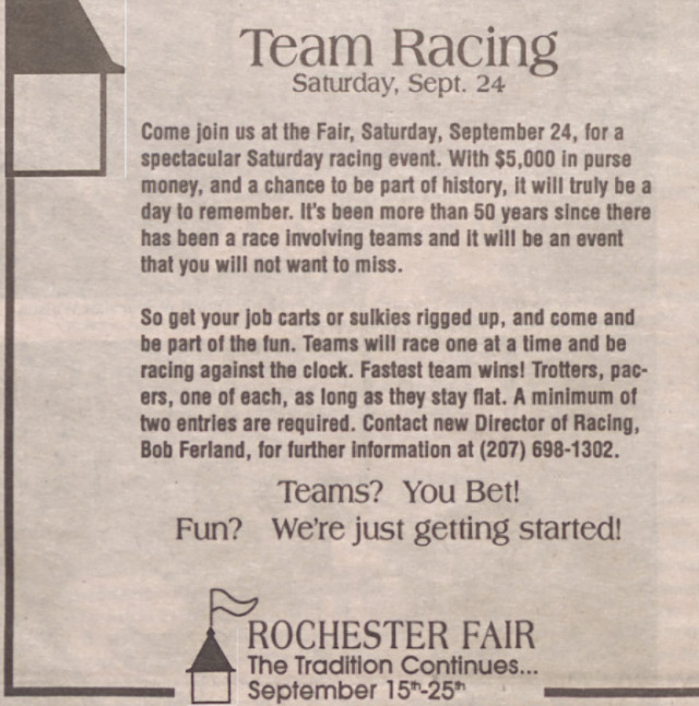 call for teams of horses at the Rochester Fair